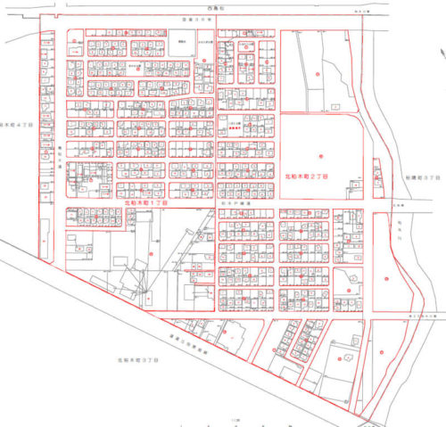 北海道恵庭市の住居表示区域図　2012年9月実施