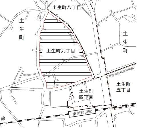 大阪府岸和田市住居表示住所変更の区域図