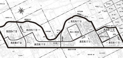 北海道帯広市字名地番改正住居表示住所変更の区域図