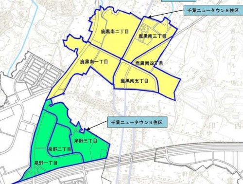 千葉県印西市区画整理事業住所変更の区域図２