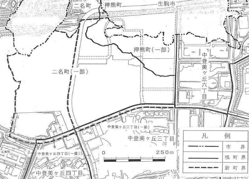 奈良県奈良市住居表示住所変更の区域図１
