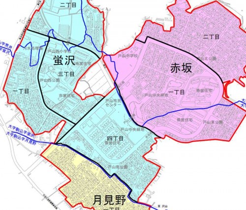 青森県青森市住居表示住所変更の区域図