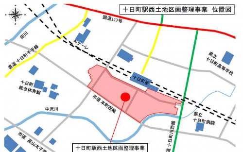 新潟県十日町市区画整理事業住所変更の区域図１