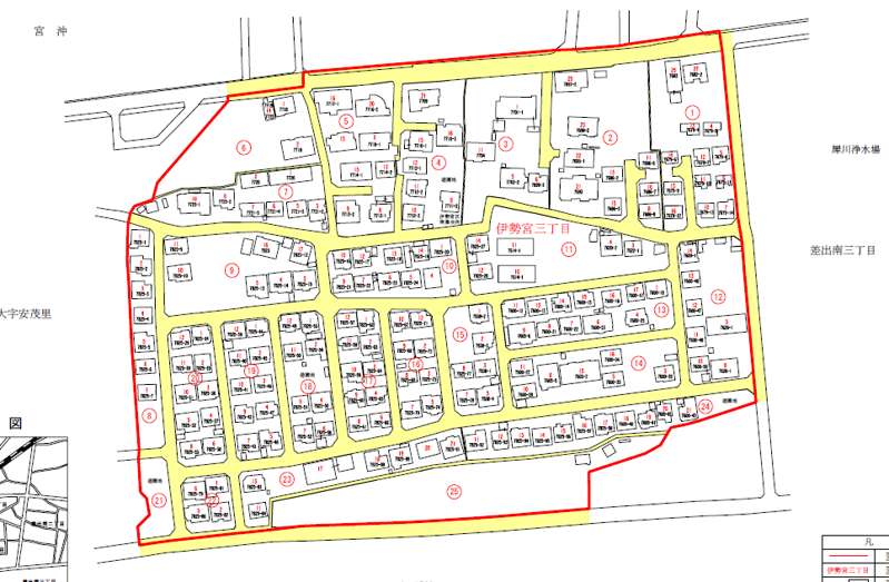 長野県長野市住居表示住所変更の区域図201302