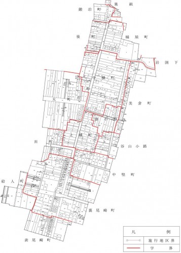 秋田県由利本荘市2014年2月15日区画整理事業住所変更区域図他１