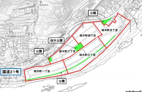 岐阜県各務原市2014年6月21日区画整理事業住所変更区域図他１