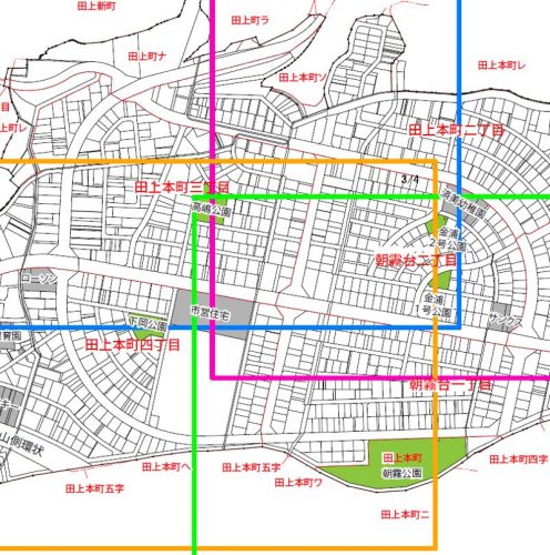 石川県金沢市2015年1月31日区画整理事業住所変更区域図他１