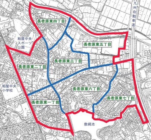 福岡県糟屋郡粕屋町2015年2月21日住居表示住所変更区域図他１