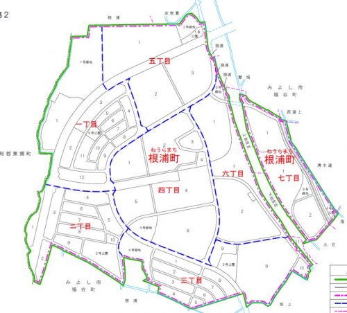 愛知県みよし市2015年5月16日区画整理事業住所変更区域図他１