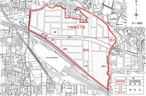 奈良県香芝市2015年6月6日区画整理事業住所変更区域図他１