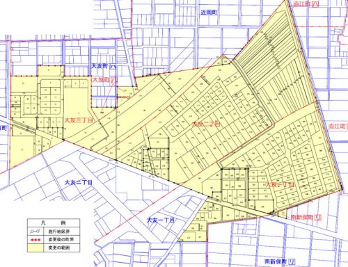 石川県金沢市2016年2月13日区画整理事業住所変更区域図他１