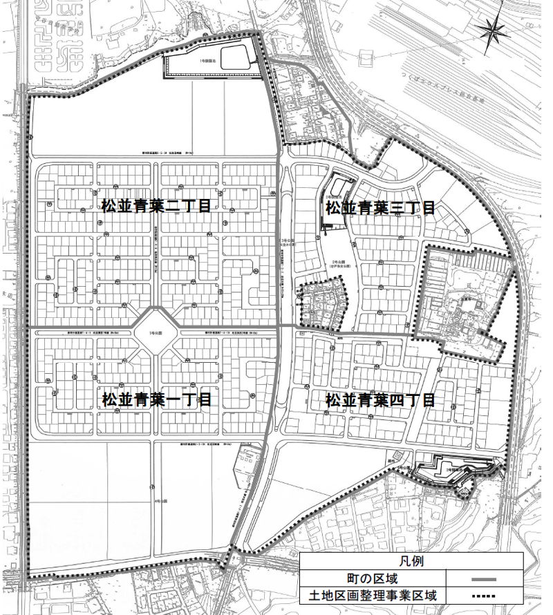 茨城県守谷市2016年10月22日区画整理事業住所変更区域図他１