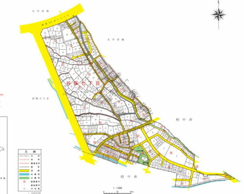 東京都国立市2016年11月21日町名地番変更住所変更区域図他１