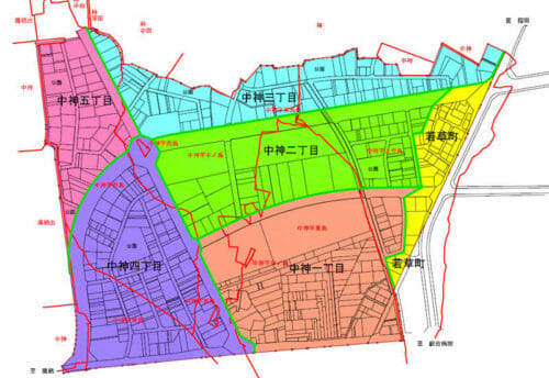 富山県砺波市2017年4月22日区画整理事業住所変更区域図他１