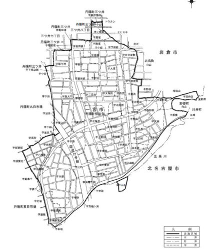 愛知県一宮市2017年5月27日区画整理事業住所変更区域図 旧地名