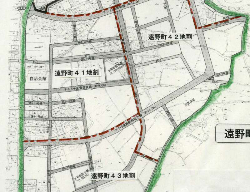 岩手県遠野市2018年3月17日区画整理事業住所変更区域図他１