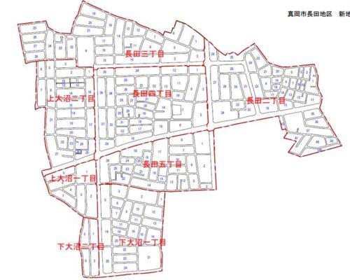 栃木県真岡市2018年6月30日区画整理事業住所変更区域図他１