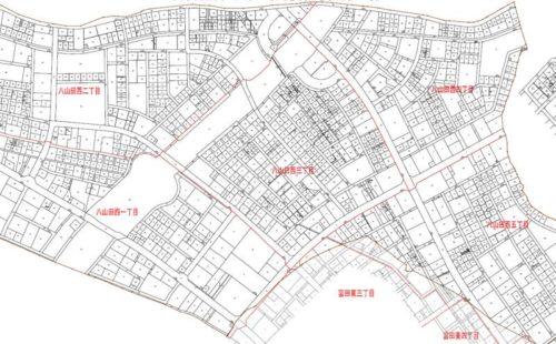 福島県郡山市2018年8月18日区画整理事業住所変更区域図他１