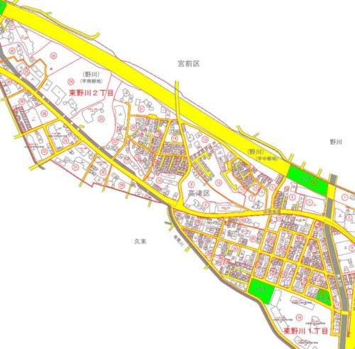 神奈川県川崎市高津区2018年11月5日住居表示住所変更区域図他１