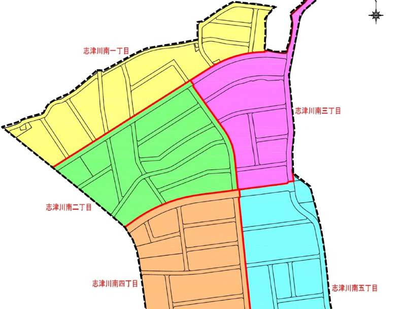 愛媛県東温市2018年12月1日区画整理事業住所変更区域図他１