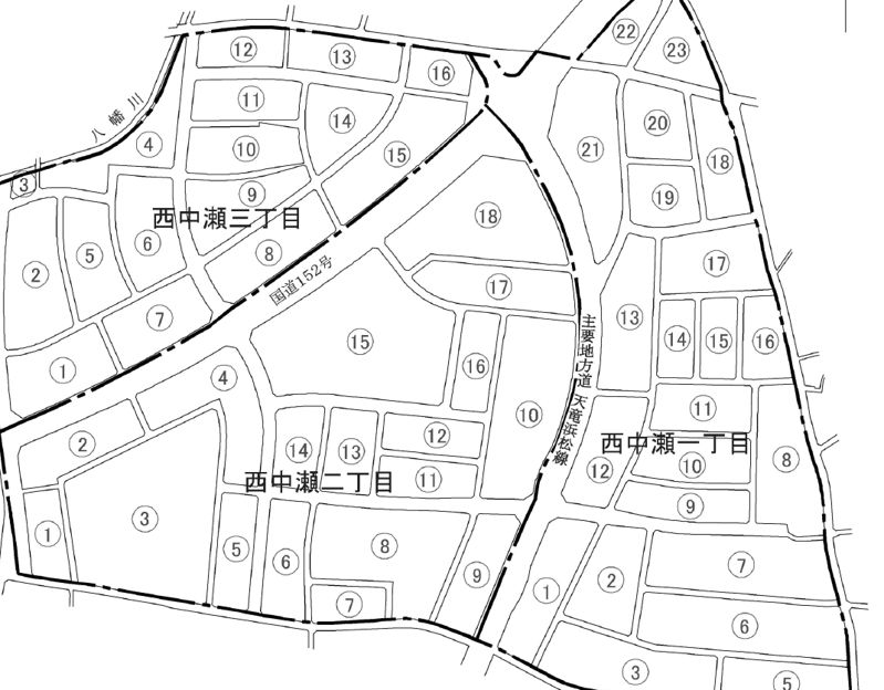 静岡県浜松市浜北区2020年1月1日住居表示住所変更区域図他１