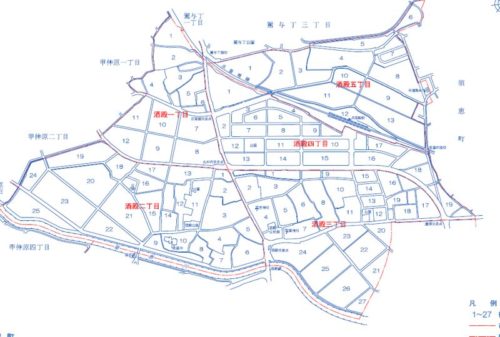 福岡県糟屋郡粕屋町2019年11月30日住居表示住所変更区域図他21205*