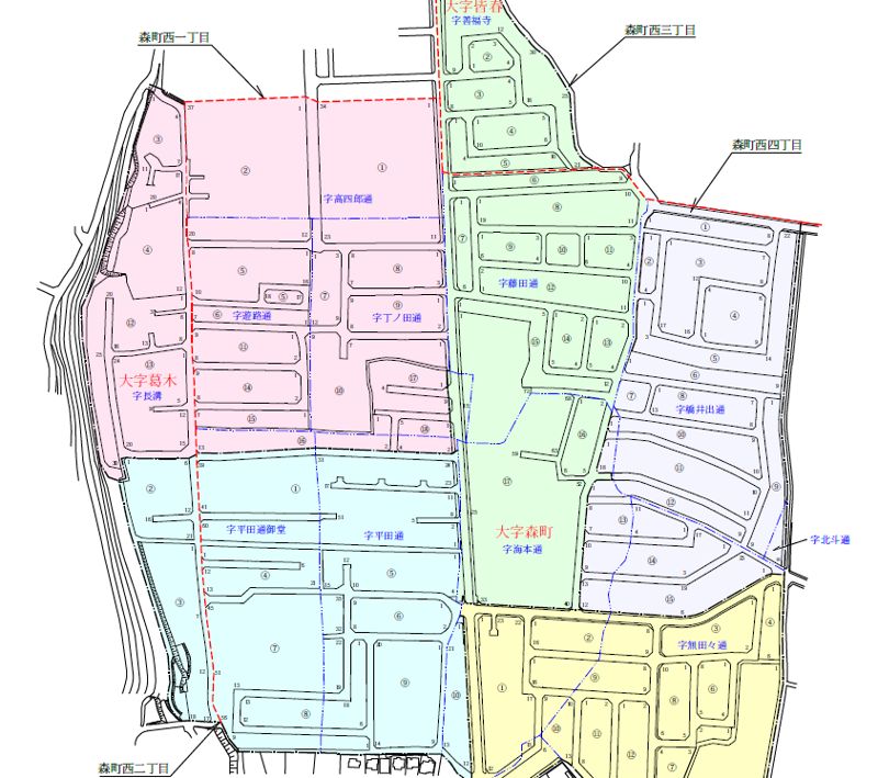 大分県大分市2020年1月11日住居表示住所変更区域図他（森町西）