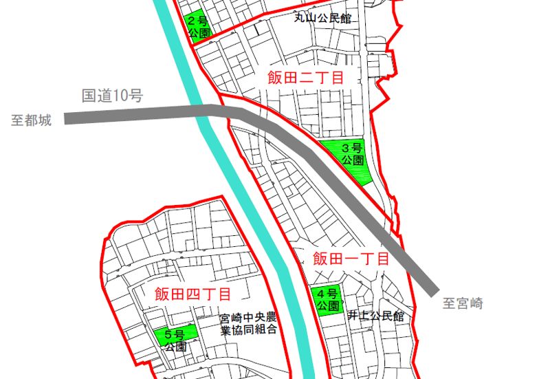 宮崎県宮崎市2020年10月19日区画整理事業住所変更区域図他１