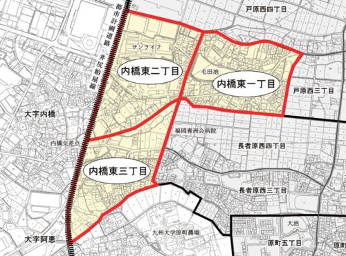 福岡県糟屋郡粕屋町2021年9月4日住居表示住所変更区域図他１