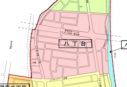 茨城県筑西市2021年11月27日区画整理事業住所変更区域図他１