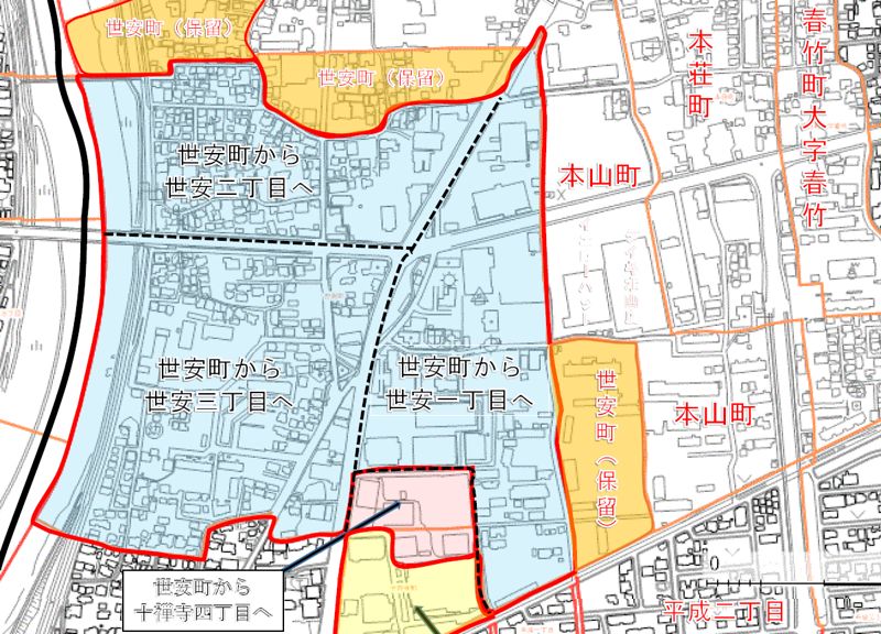 熊本県熊本市中央区2021年11月29日住居表示住所変更区域図他１