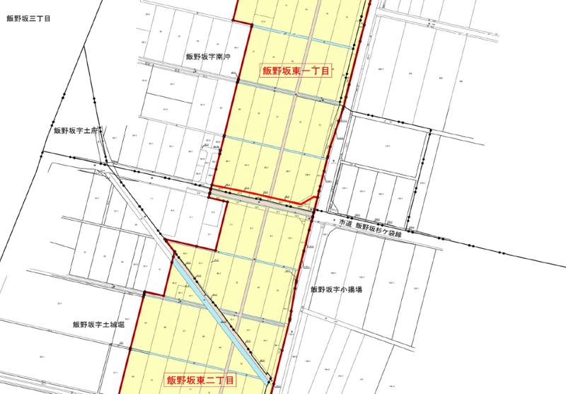宮城県名取市2025年3月1日区画整理事業住所変更区域図他１