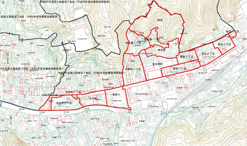 愛媛県八幡浜市2025年5月3日町名地番整理住所変更区域図他１